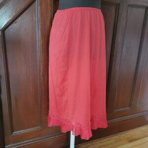 Vintage Vanity Fair Red Half Slip With Lace & Pleats